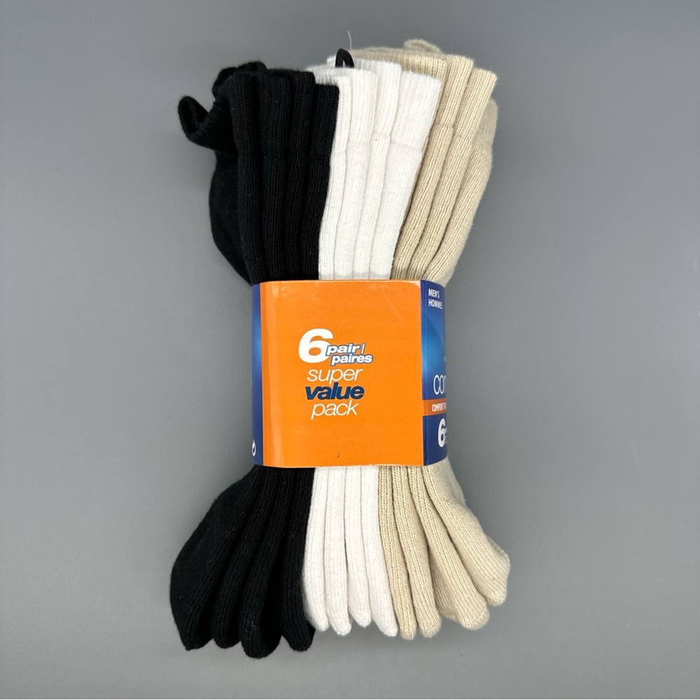 6 Pairs FootJoy ankle Socks Mens Sz 7-12 ComfortSof Golf Sport Black/White/cream